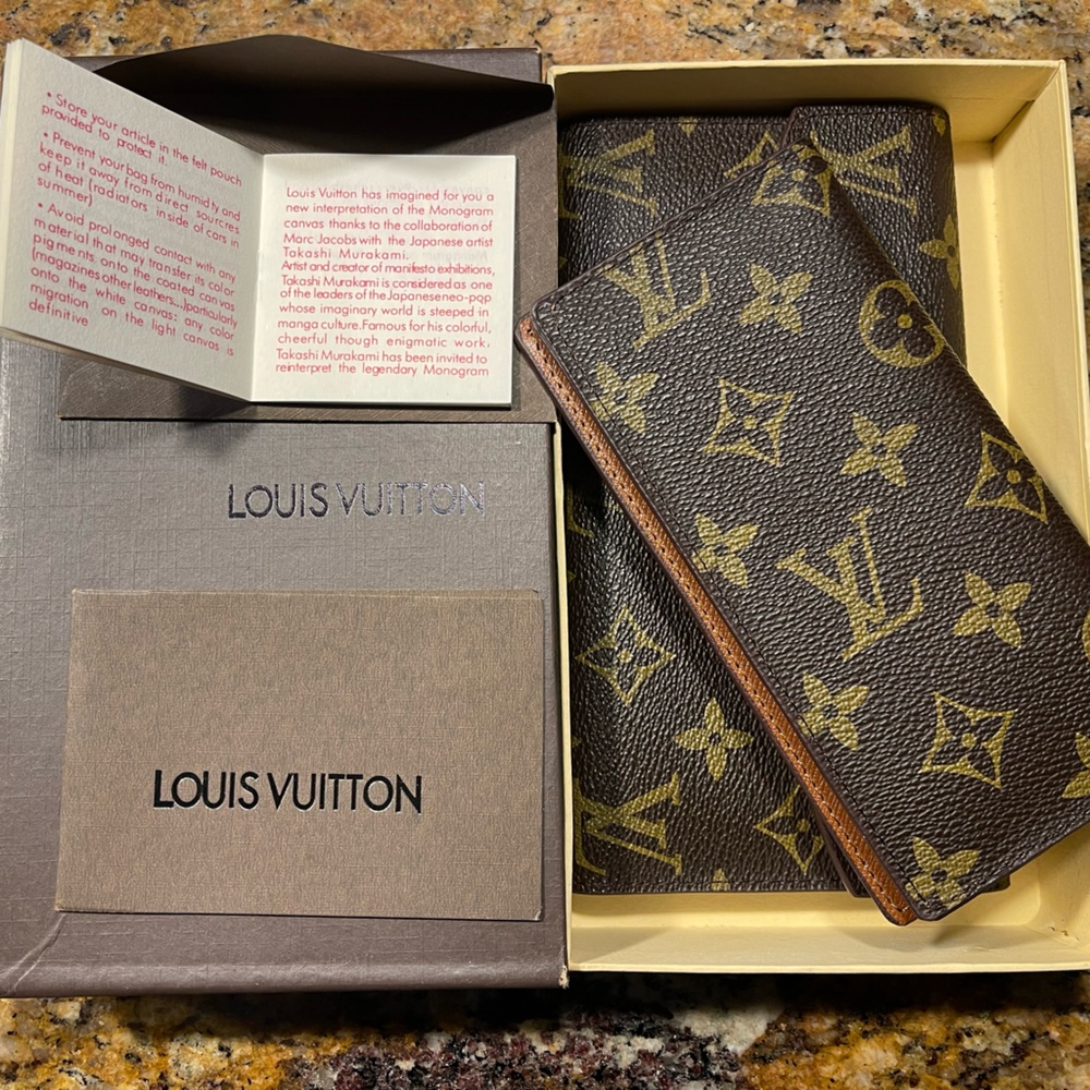 Luis Vuitton Monogram Cherry Blossom Wallet and Checkbook Cover. Never used
